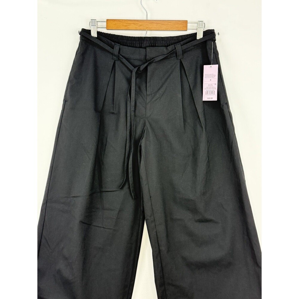 Wild Fable Women’s Black Mid Rise Waist Tie Slouchy Wide Leg Trousers Size S - Picture 13 of 16